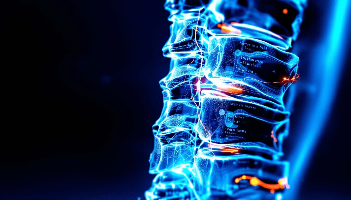 An MRI scan illustrating conditions detected in the spine.