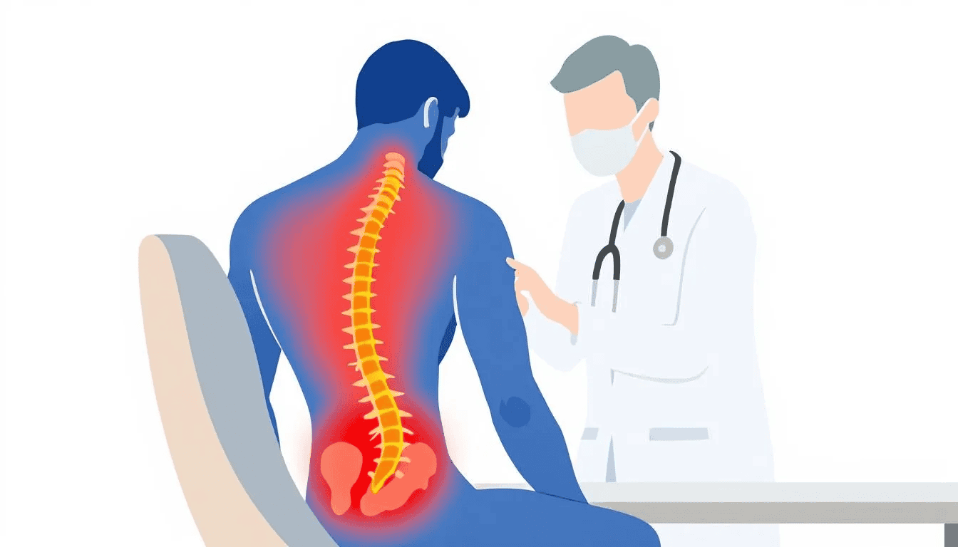 A medical professional examining a patient with severe sciatica symptoms, indicating the need for immediate attention.