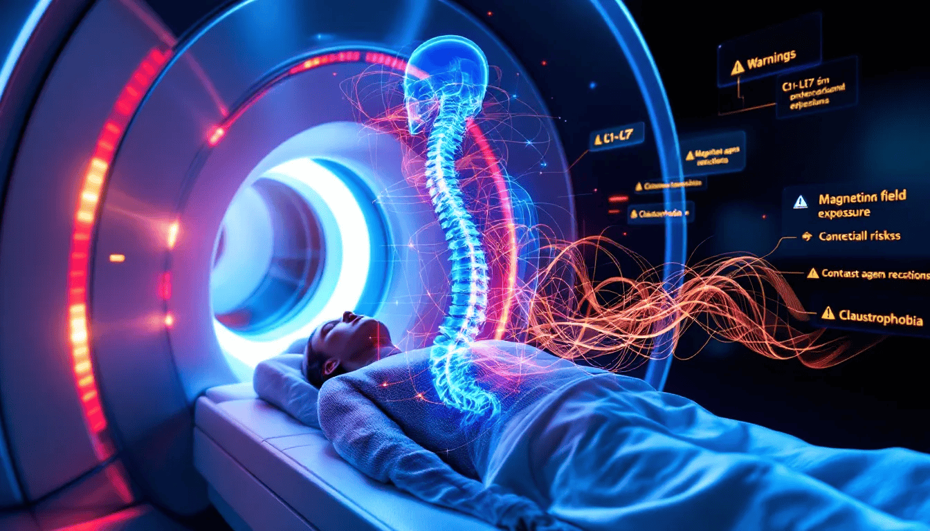 A visual representation of risks associated with spine MRI scans.