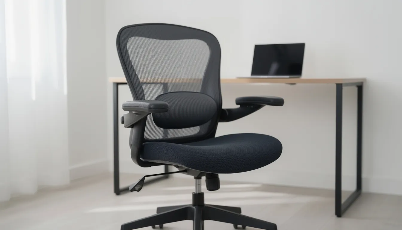 The image depicts a supportive chair designed to alleviate discomfort for individuals with spinal arthritis, featuring ergonomic support for the lumbar spine and promoting proper posture. This chair can help reduce pain and stiffness associated with conditions like facet joint osteoarthritis and low back pain, making it suitable for those undergoing physical therapy or seeking relief from affected joints.